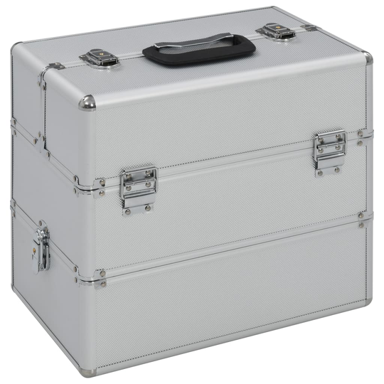 vidaXL Sminklåda 37x24x35 cm silver aluminium