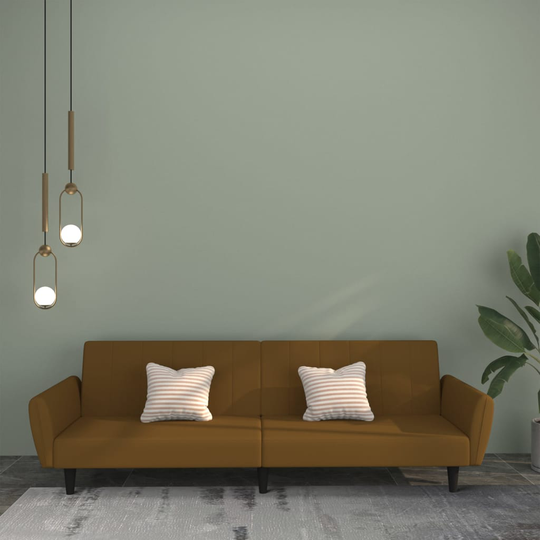 vidaXL Bäddsoffa 2-sits brun sammet