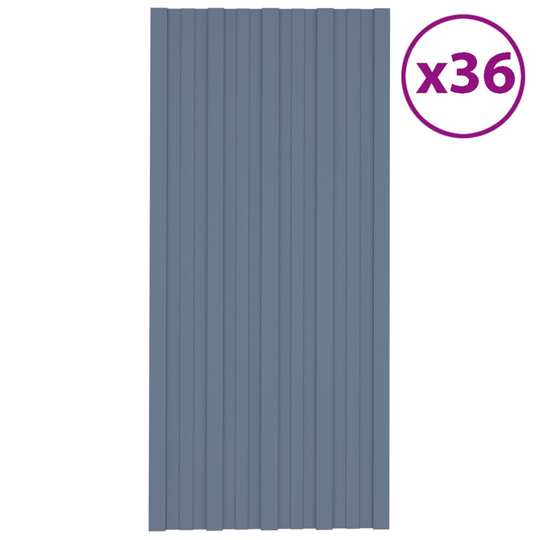 vidaXL Takprofiler 36st galvaniserat stål grå 100x45 cm