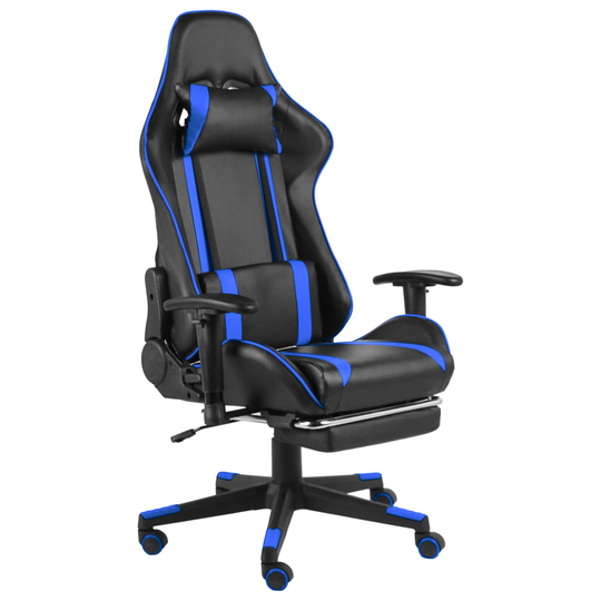 vidaXL Snurrbar gamingstol med fotstöd blå PVC