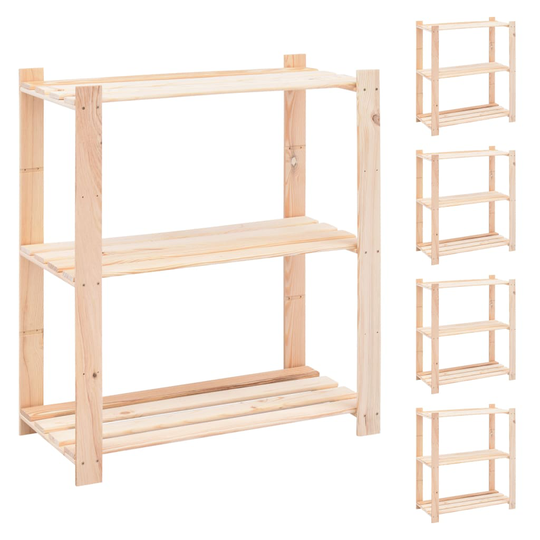 vidaXL Förvaringshylla 3 hyllor 5 st 80x38x90 cm massiv furu 150 kg