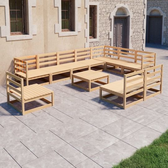 vidaXL Loungegrupp 11 delar massiv furu