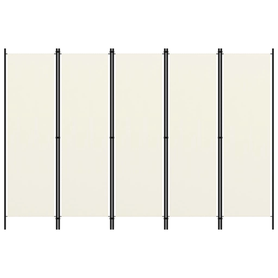 vidaXL Rumsavdelare 5 paneler gräddvit 250x180 cm