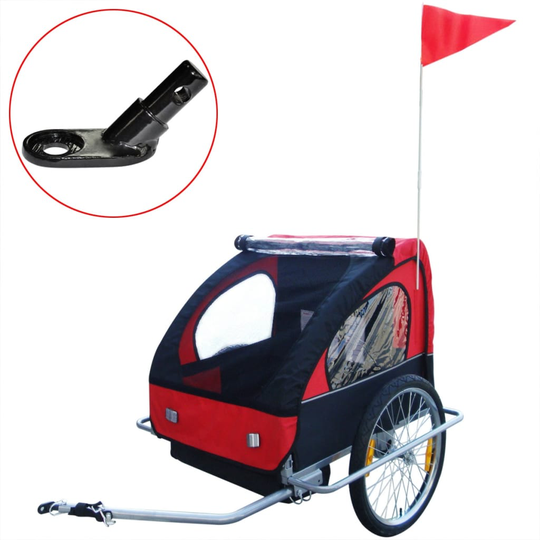 vidaXL Barncykelvagn med extra koppling röd 36 kg