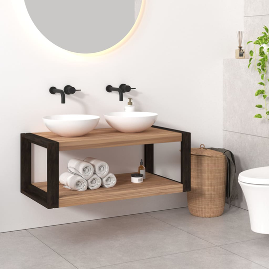 vidaXL Badrumsskåp 90x45x35 cm massiv teak