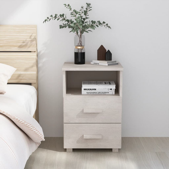 vidaXL Sängbord vit 40x35x62 cm massiv furu