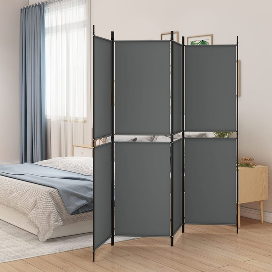 vidaXL Rumsavdelare 4 paneler antracit 200x180 cm tyg