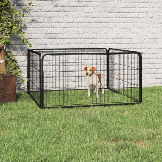 vidaXL Hundbur 4 paneler svart 100 x 50 cm pulverlackerat stål