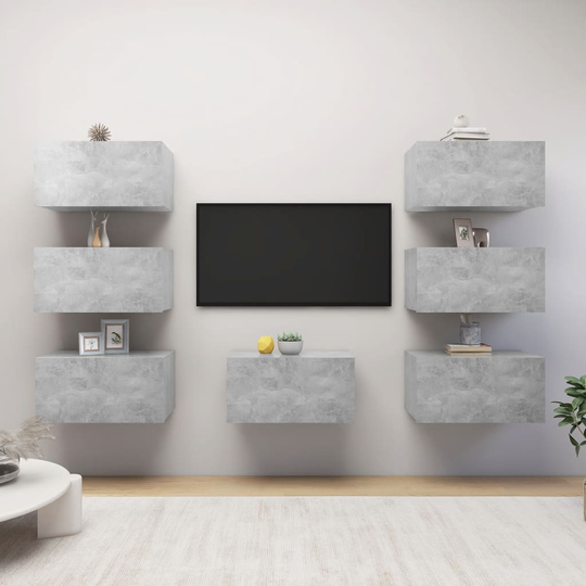 vidaXL TV-skåp 7 delar betonggrå 30,5x30x60 cm spånskiva