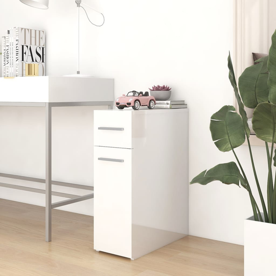 vidaXL Apoteksskåp vit högglans 20x45,5x60 cm spånskiva