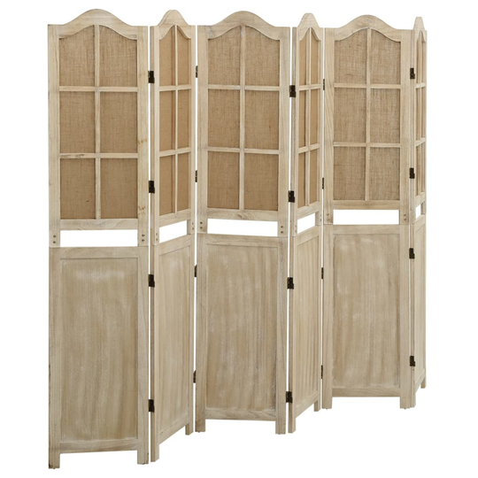 vidaXL Rumsavdelare 6 paneler brun 214x165 cm tyg