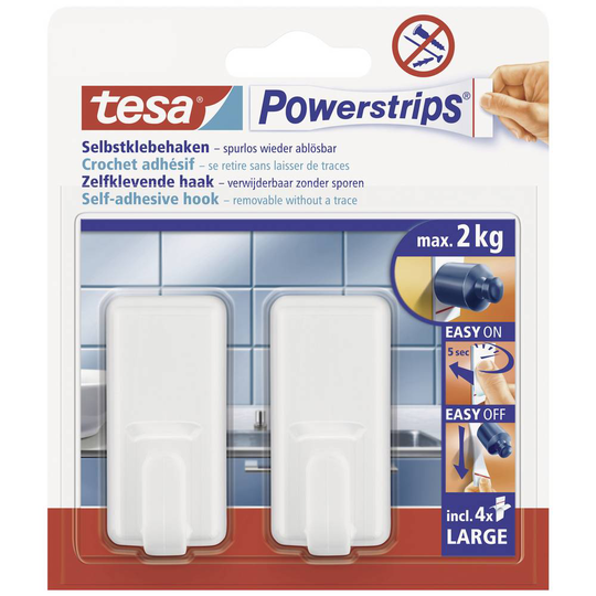 Tesa Powerstrips® krok Large Classic, Vit POWERSTRIPS® tesa Innehåll: 2 st