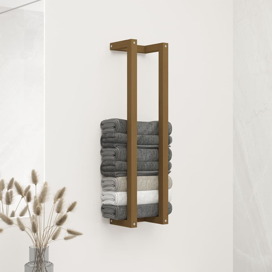 vidaXL Handdukshängare honungsbrun 23x18x90 cm massiv furu