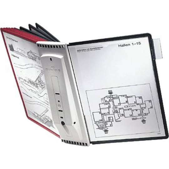 Durable Vägghållare för genomskinlig tavla SHERPA® WALL 10 Röd, Svart DIN A4 Antal inkluderade skärmar 10