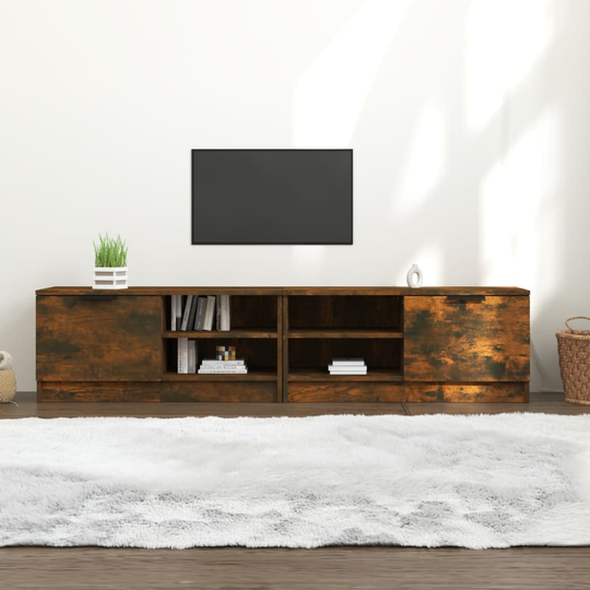 vidaXL TV-bänk 2 st rökfärgad ek 80x35x36,5 cm konstruerat trä