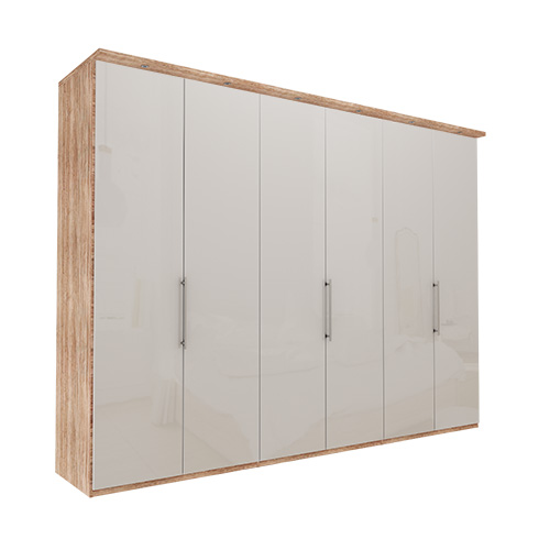Garderob Atlanta - Ljus rustik ek 300 cm, 216 cm, Med kornisch