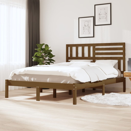 vidaXL Sängram honungsbrun massiv furu 120x200 cm enkelsäng