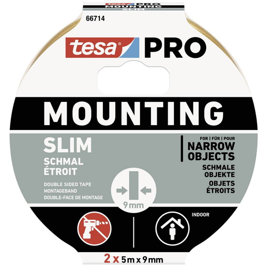 tesa Mounting PRO Schmal 66714-00000-00 Monteringsband Vit (L x B) 10 m x 9 mm 2 st