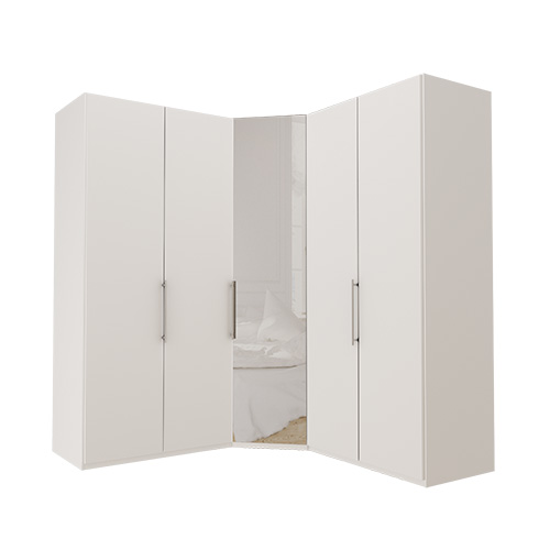 Garderob Atlanta - Vit 100 + hörn + 100, 216 cm, Vit