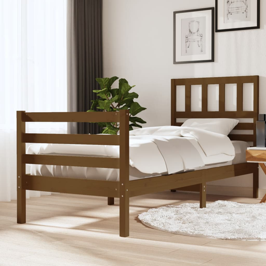 vidaXL Sängram honungsbrun massivt trä 100x200 cm enkelsäng