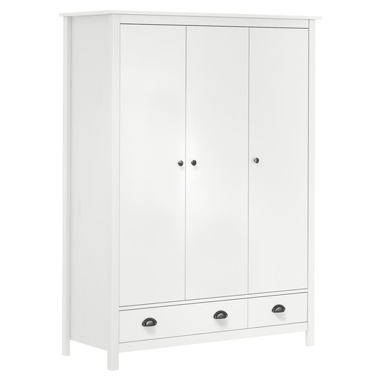 vidaXL Garderob 3 dörrar Hill Range vit 127x50x170 cm massiv furu