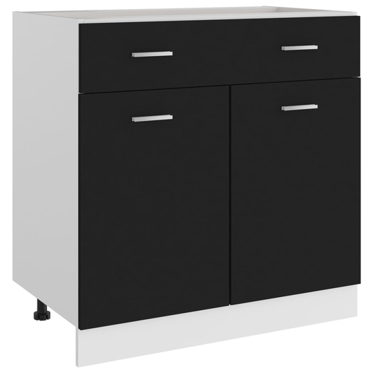 vidaXL Underskåp med låda svart 80x46x81,5 cm spånskiva