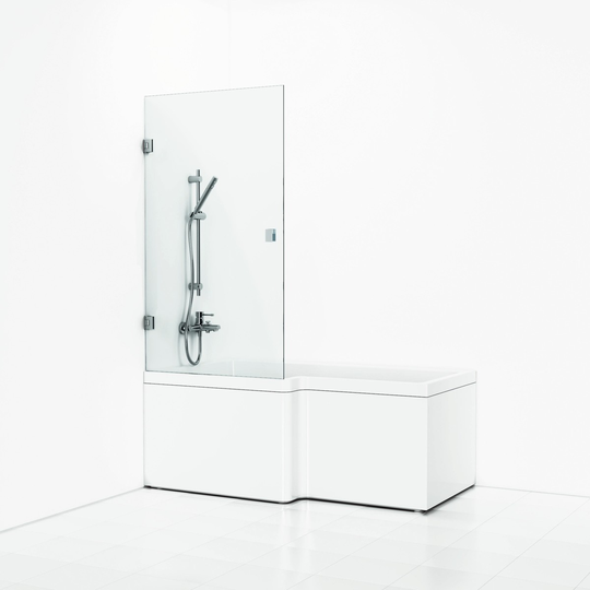 Svedbergs Skärmvägg 180° Bad - Klarglas Blank krom