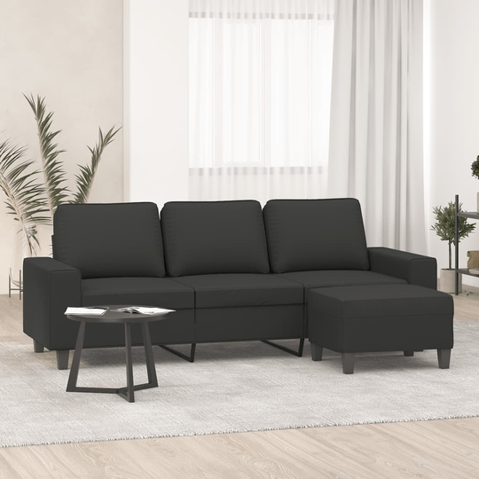 vidaXL 3-sitssoffa med fotpall mörkgrå 180 cm mikrofibertyg