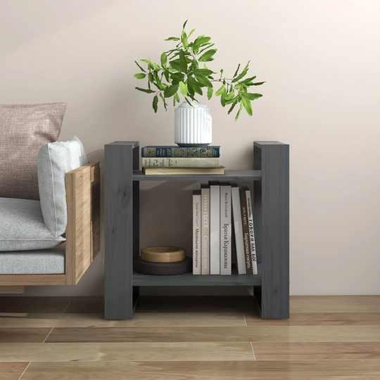 vidaXL Bokhylla/rumsavdelare grå 60x35x57 cm massiv furu