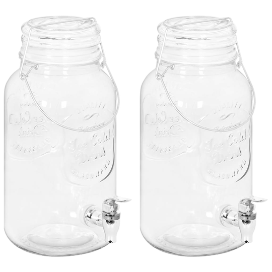 vidaXL Glasbehållare med tappkran 2 st 3800 ml glas