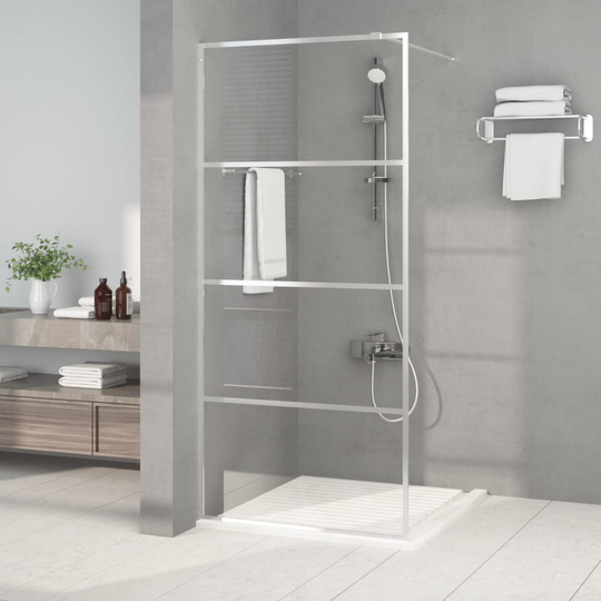 vidaXL Duschvägg silver 90x195 cm klart ESG-glas