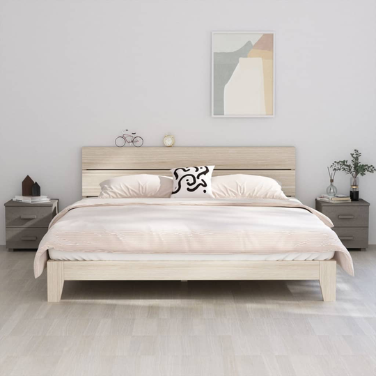 vidaXL Sängbord 2 st ljusgrå 40x35x44,5 cm massiv furu