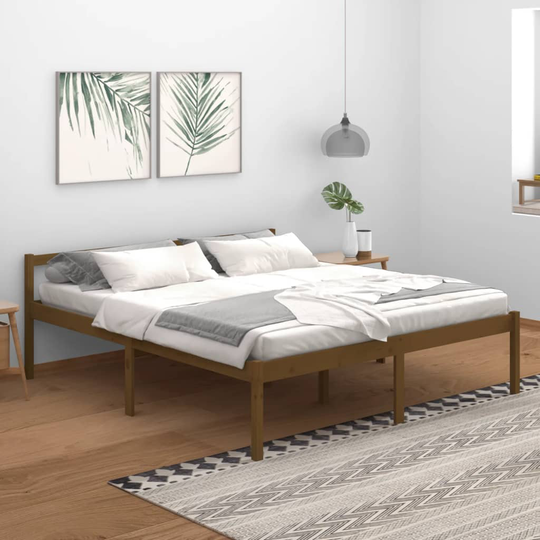 vidaXL Sängram honungsbrun massiv furu 180x200 cm 6FT