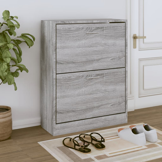 vidaXL Skoskåp grå sonoma 63x24x81 cm konstruerat trä