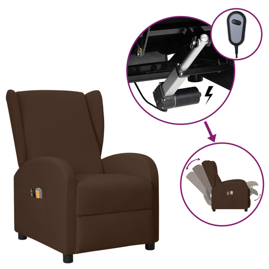 vidaXL Elektronisk massagefåtölj brun konstläder