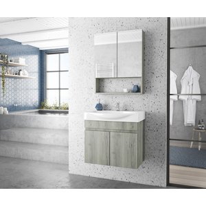 Möbelpaket Galaxia 65 - Brown Wood med spegelskåp