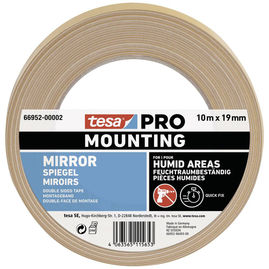 tesa Mounting PRO Spiegel 66952-00002-00 Monteringsband Vit (L x B) 10 m x 19 mm 1 st
