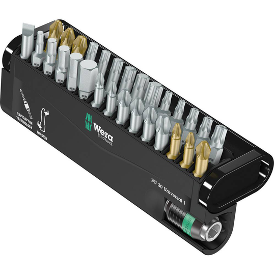 Wera BC Universal/30 Bit-Check 05056440001 Bit-Set 30 delar Spår, Stjärnspår Phillips, Stjärnspår Pozidriv, Inner-sexkantig, Inner-TORX, TORX BO