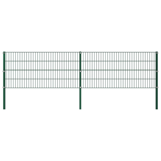vidaXL Stängselpanel med stolpar järn 3,4x0,8 m grön