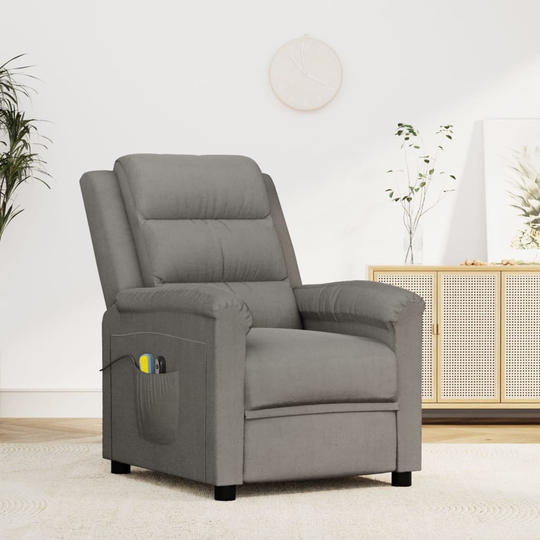 vidaXL Elektrisk massagefåtölj ljusgrå sammet