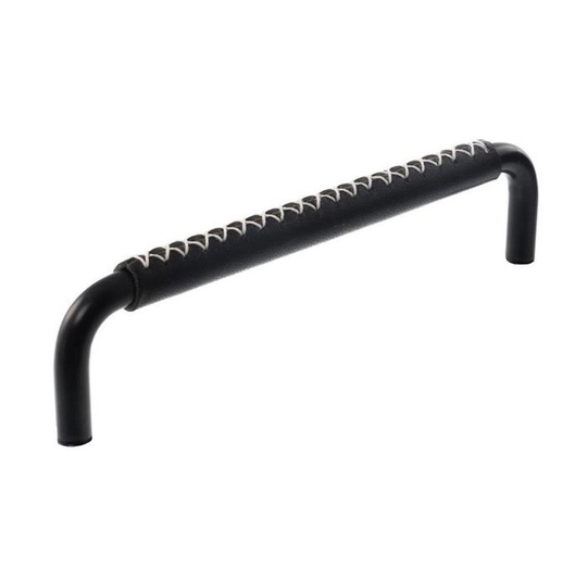 Linfalk Handtag svart/svart läder korsstygn, utan fot 7353-96-2525LX