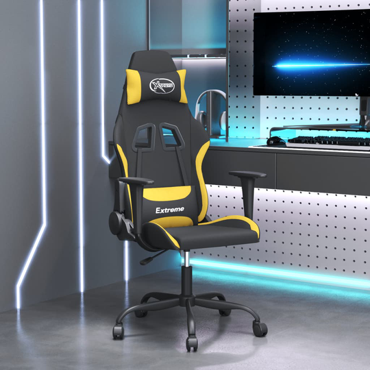 vidaXL Gamingstol med massage svart och gul tyg