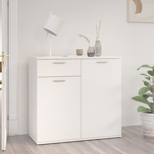 vidaXL Skänk vit högglans 80x36x75 cm spånskiva