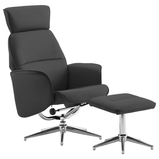 vidaXL Reclinerfåtölj med fotpall antracit konstläder