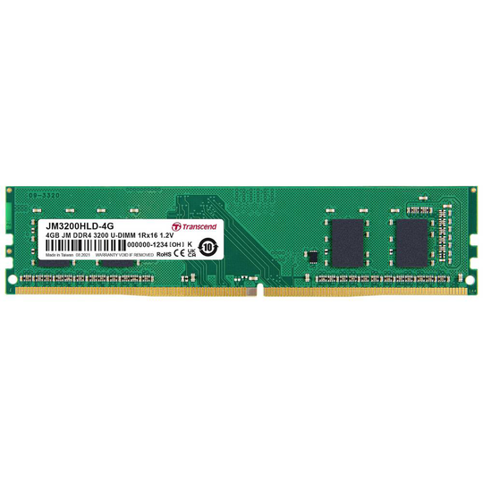 Transcend JM3200HLD-4G Internminne Desktop Modul 4 GB 1 x 4 GB DDR4 3200 MHz CL22