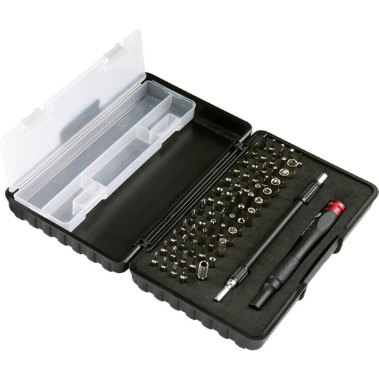 TOOLCRAFT TO-6435054 Bit-Set Stjärnspår Phillips, Spår, T-Profil, Inner-fyrkantig (Robertson), Pentalobe, Tri-Wing, Inner-flertandad med stift, Gamebit,