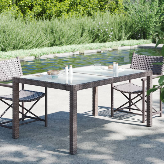 vidaXL Utebord 150x90x75 cm Härdat glas och konstrotting brun