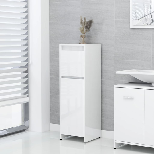 vidaXL Badrumsskåp vit högglans 30x30x95 cm konstruerat trä