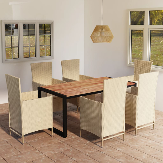 vidaXL Matgrupp för trädgården 7 delar beige