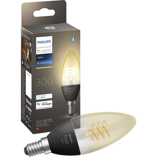 Philips Lighting Hue LED-lampa Hue White E14 Kerze Einzelpack Filament 300lm EEK: G (A - G) E14 4.5 W N/A